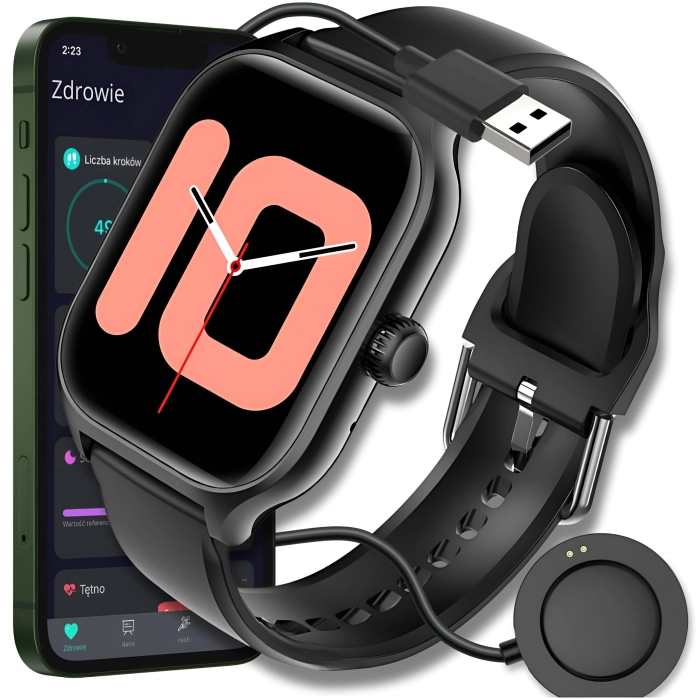 Smartwatch męski, damski Z28 - zegarek sportowy z możliwością prowadzenia rozmów (Czarny)