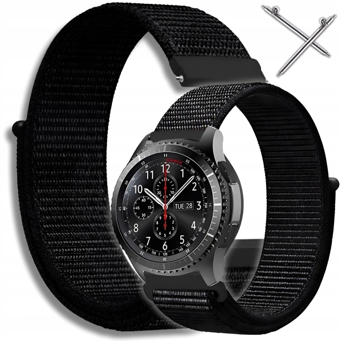 Pasek materiałowy, nylonowy do smartwatcha uniwersalny 20mm (Czarny)