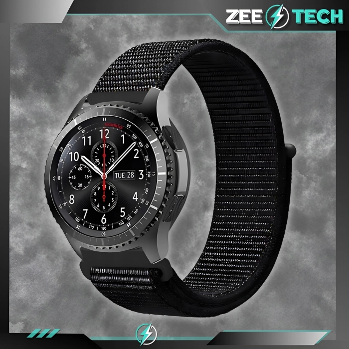 Pasek materiałowy, nylonowy do smartwatcha uniwersalny 20mm (Czarny)