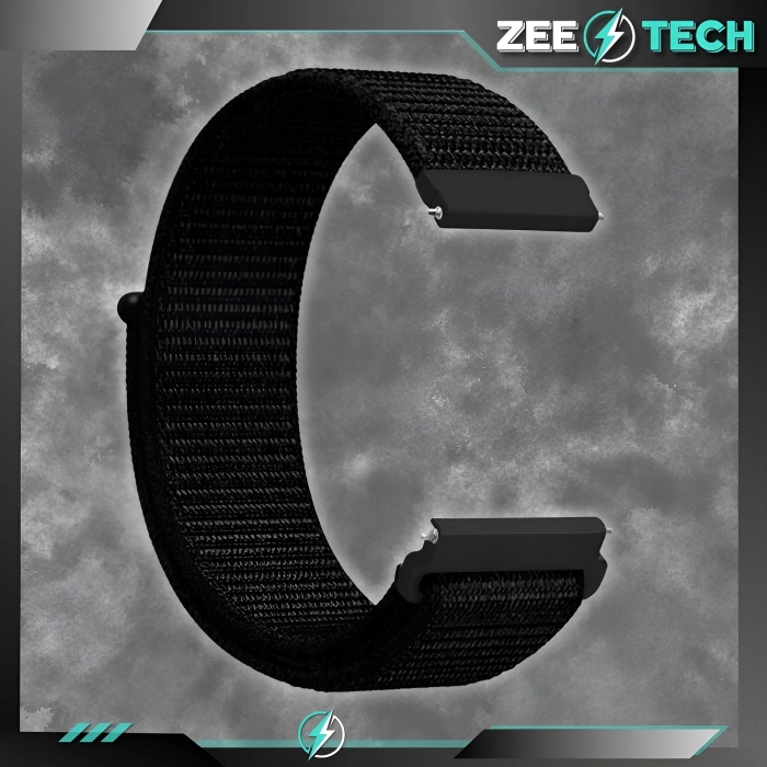 Pasek materiałowy, nylonowy do smartwatcha uniwersalny 20mm (Czarny)