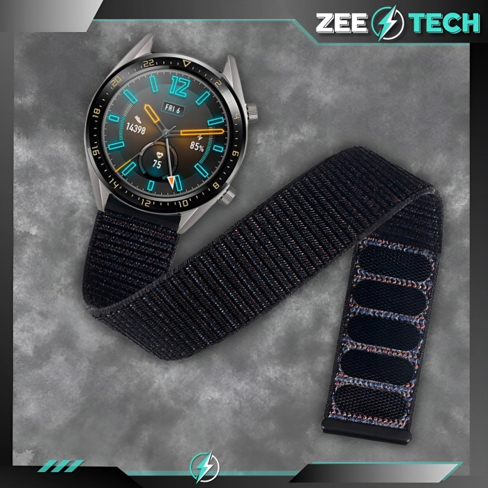 Pasek materiałowy, nylonowy do smartwatcha uniwersalny 20mm (Czarny)