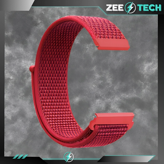 Pasek materiałowy, nylonowy do smartwatcha uniwersalny 20mm (Czerwony)