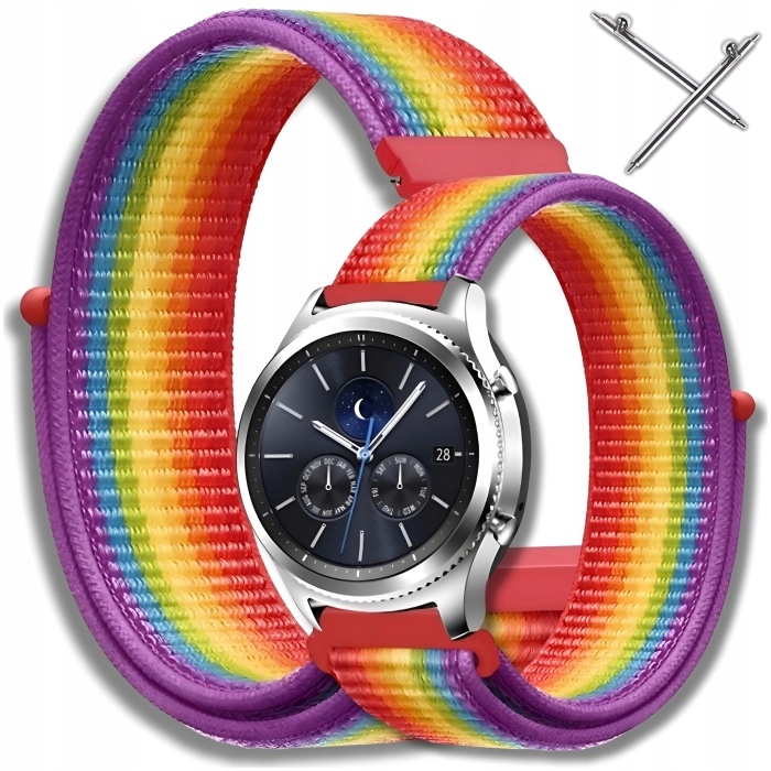 Pasek materiałowy, nylonowy do smartwatcha uniwersalny 20mm (Tęczowy)