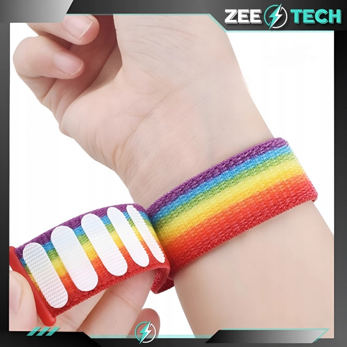 Pasek materiałowy, nylonowy do smartwatcha uniwersalny 20mm (Tęczowy)