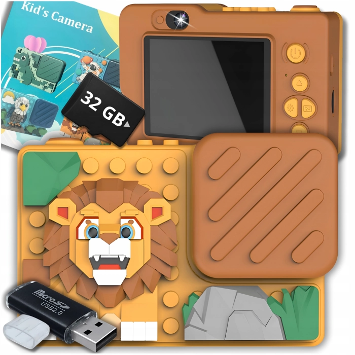 Aparat fotograficzny cyfrowy dla dzieci 40 mpx - Puzzle Lew + Karta 32 GB