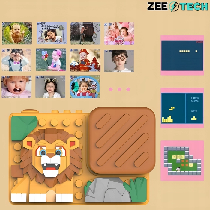 Aparat fotograficzny cyfrowy dla dzieci 40 mpx - Puzzle Lew + Karta 32 GB