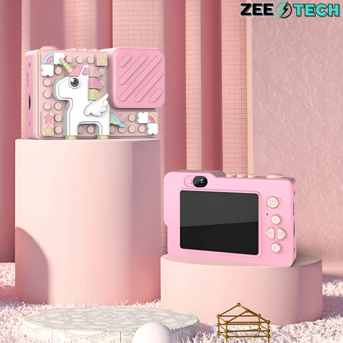 Aparat fotograficzny cyfrowy dla dzieci 40 mpx - Puzzle Jednorożec Różowy + Karta 32 GB
