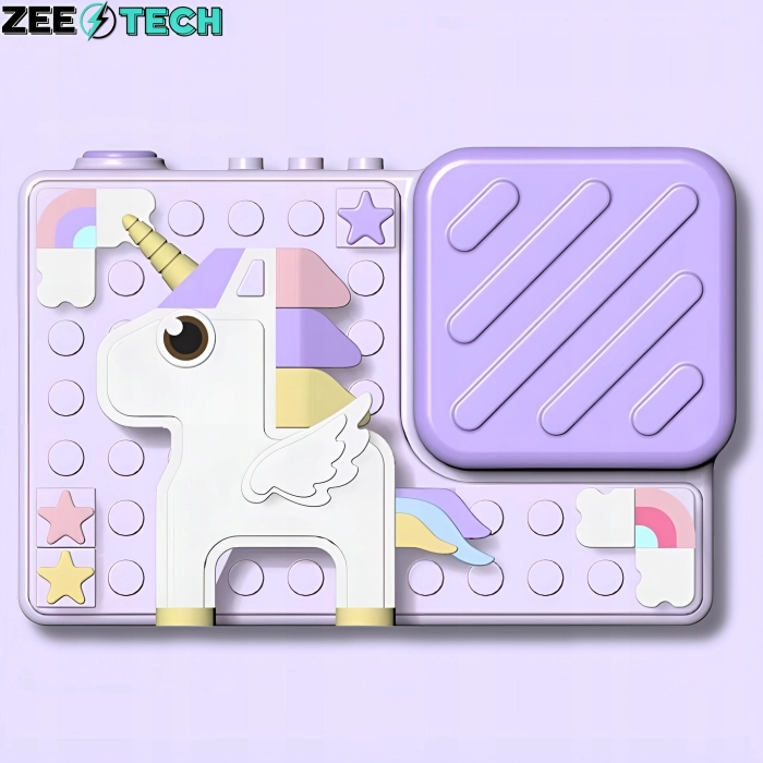 Aparat fotograficzny cyfrowy dla dzieci 40 mpx - Puzzle Jednorożec Fioletowy + Karta 32 GB