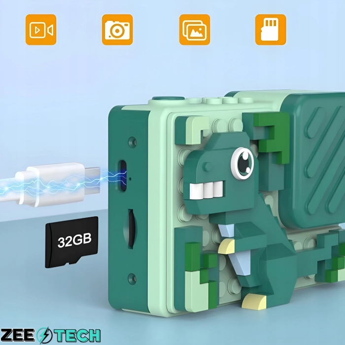 Aparat fotograficzny cyfrowy dla dzieci 40 mpx - Puzzle Dinozaur + Karta 32 GB