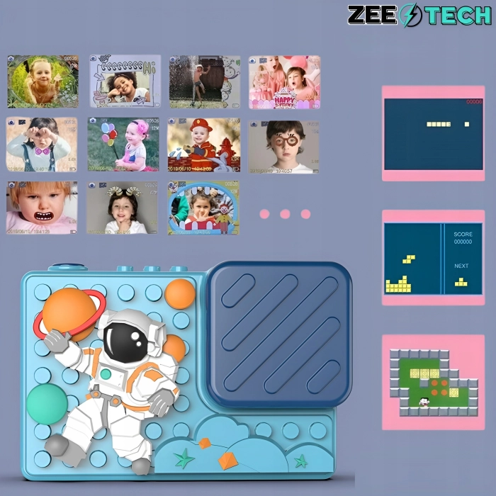 Aparat fotograficzny cyfrowy dla dzieci 40 mpx - Puzzle Astronauta + Karta 32 GB