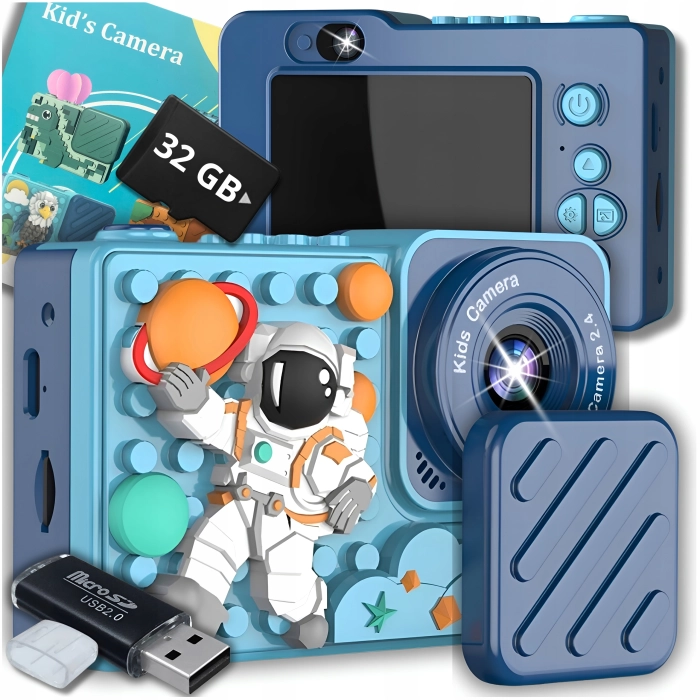 Aparat fotograficzny cyfrowy dla dzieci 40 mpx - Puzzle Astronauta + Karta 32 GB