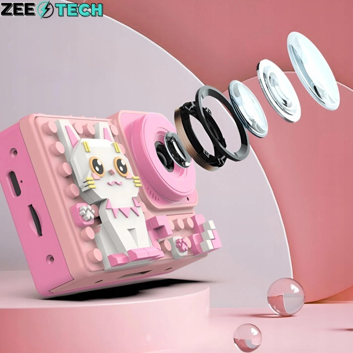 Aparat fotograficzny cyfrowy dla dzieci 40 mpx - Puzzle Kotek + Karta 32 GB