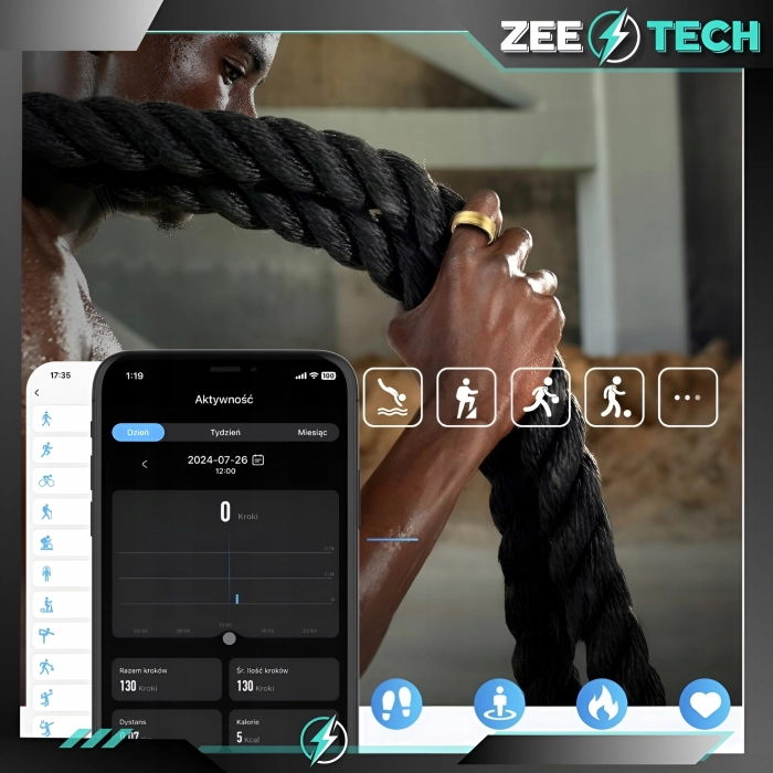 Smart ring Z6 - inteligentny pierścionek z pomiarem tętna i ciśnienia (Smartring Czarny #10)