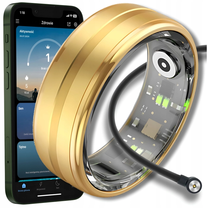 Smart ring Z6 - inteligentny pierścionek z pomiarem tętna i ciśnienia (Smartring Złoty #9)