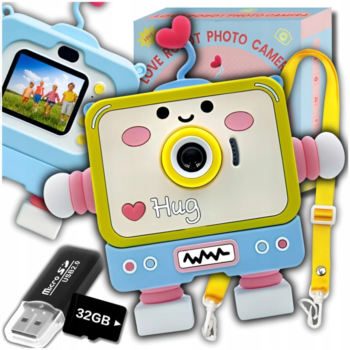 Aparat fotograficzny cyfrowy dla dzieci 40 mpx - Robot + Karta 32 GB