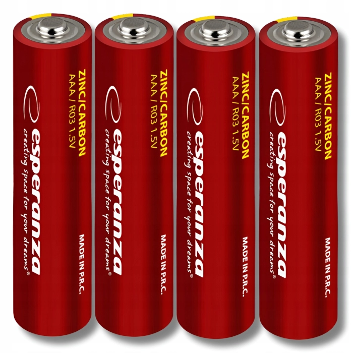 Baterie AAA cynkowo-węglowe Esperanza małe paluszki R6 1.5V Czerwone (4 szt)