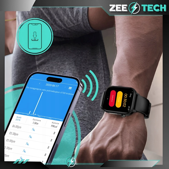 Smartwatch męski Z57 - zegarek z pomiarem cukru i EKG oraz prowadzeniem rozmów (Czarny)