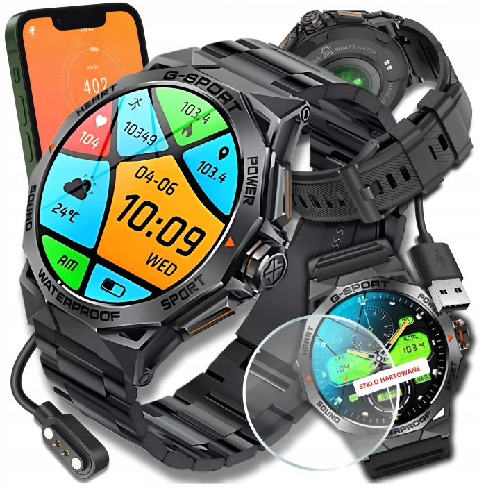 Smartwatch męski Z62 - zegarek sportowy z możliwością prowadzeniem rozmów (Czarny)