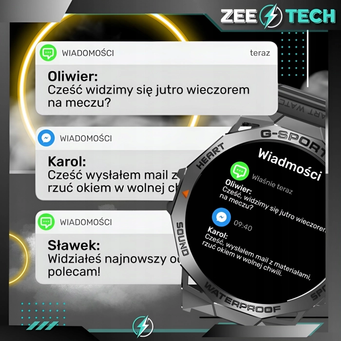 Smartwatch męski Z62 - zegarek sportowy z możliwością prowadzeniem rozmów (Czarny)