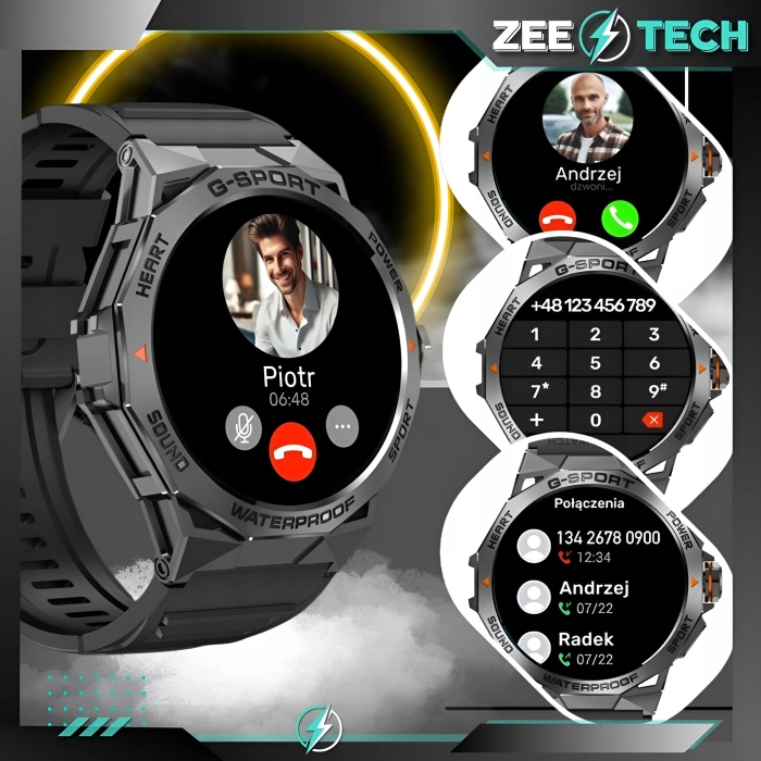 Smartwatch męski Z62 - zegarek sportowy z możliwością prowadzeniem rozmów (Czarny)