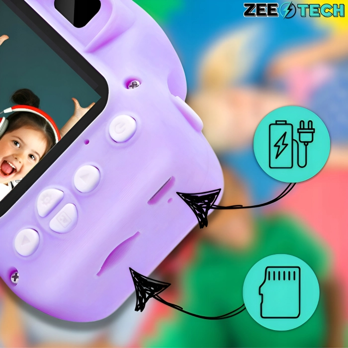 Aparat fotograficzny cyfrowy dla dzieci 40 mpx - Aniołek + Karta 32 GB (Fioletowy)