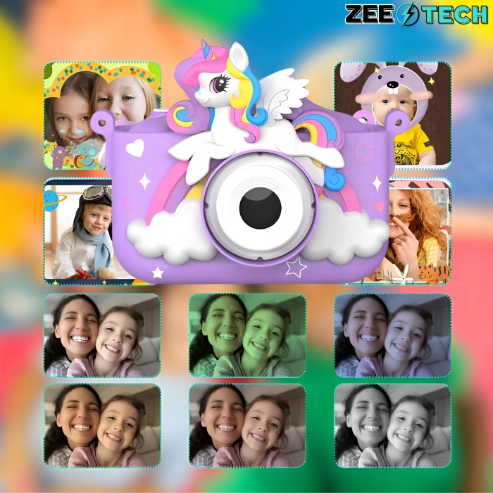 Aparat fotograficzny cyfrowy dla dzieci 40 mpx - Aniołek + Karta 32 GB (Fioletowy)