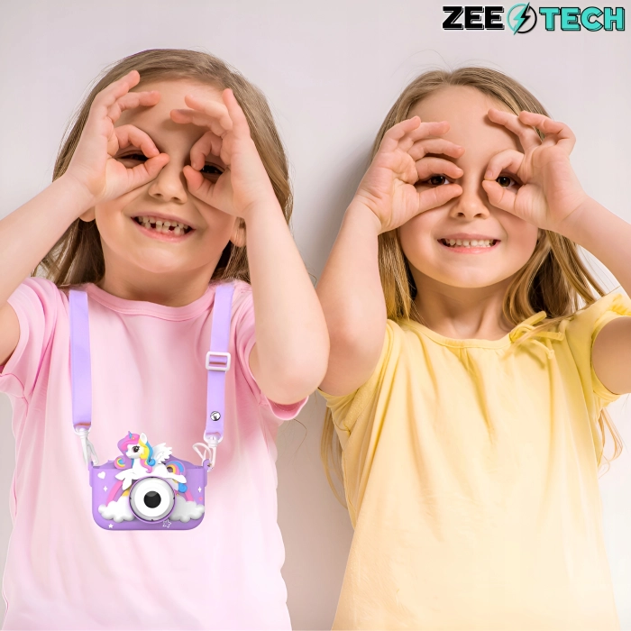 Aparat fotograficzny cyfrowy dla dzieci 40 mpx - Aniołek + Karta 32 GB (Fioletowy)