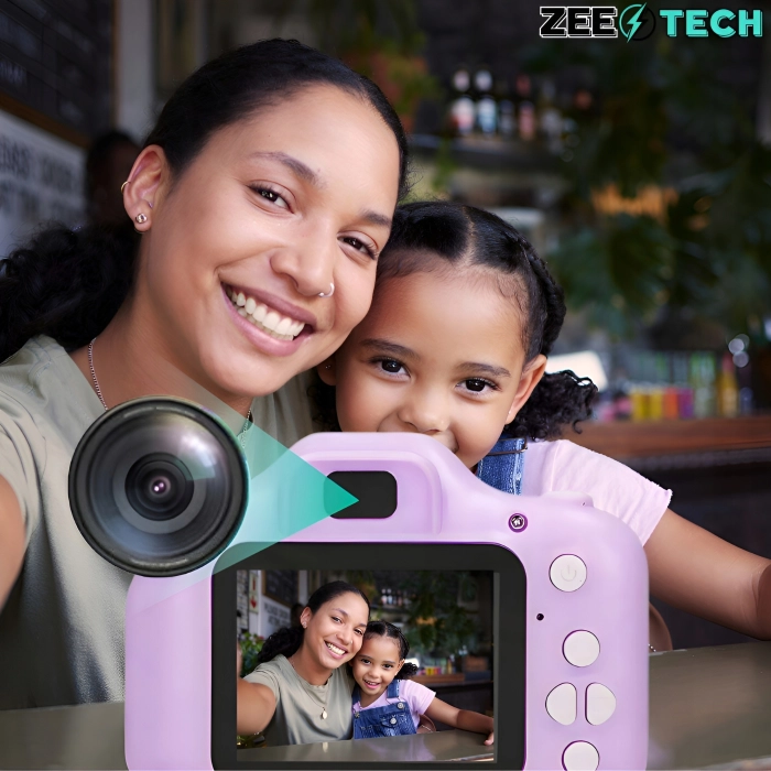 Aparat fotograficzny cyfrowy dla dzieci 40 mpx - Aniołek + Karta 32 GB (Fioletowy)