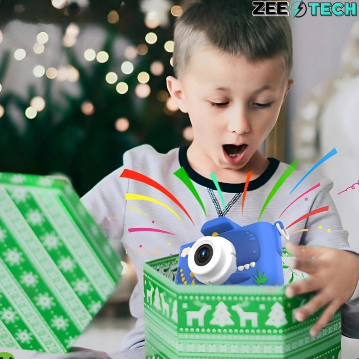 Aparat fotograficzny cyfrowy dla dzieci 40 mpx - Dinozaur + Karta 32 GB (Niebieski)