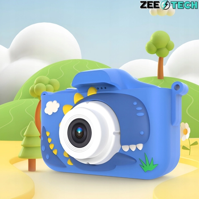 Aparat fotograficzny cyfrowy dla dzieci 40 mpx - Dinozaur + Karta 32 GB (Niebieski)
