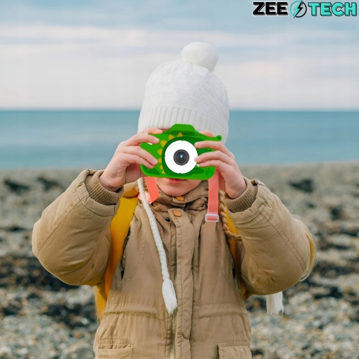 Aparat fotograficzny cyfrowy dla dzieci 40 mpx - Dinozaur + Karta 32 GB (Zielony)