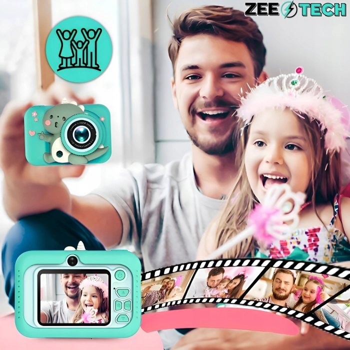 Aparat fotograficzny cyfrowy dla dzieci 40 mpx - Smok + Karta 32 GB (Różowy)