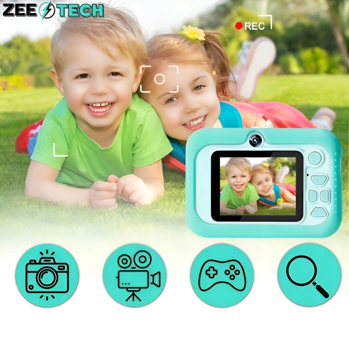 Aparat fotograficzny cyfrowy dla dzieci 40 mpx - Smok + Karta 32 GB (Różowy)