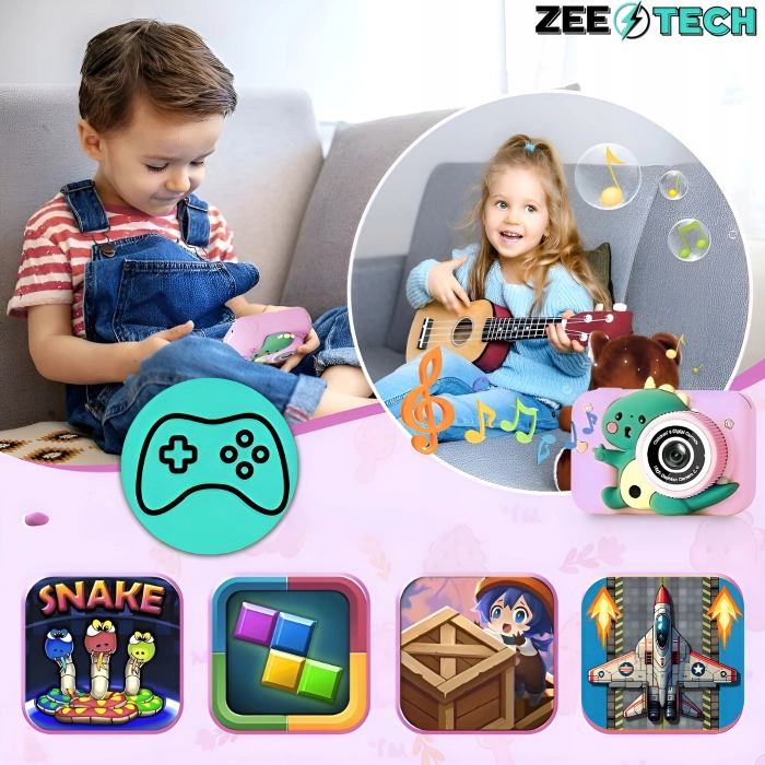 Aparat fotograficzny cyfrowy dla dzieci 40 mpx - Smok + Karta 32 GB (Niebieski)