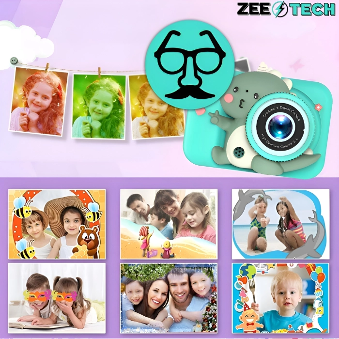 Aparat fotograficzny cyfrowy dla dzieci 40 mpx - Smok + Karta 32 GB (Niebieski)