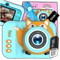 Aparat cyfrowy fotograficzny dla dzieci 40 mpx - Lisek + Karta 32 GB (Niebieski)