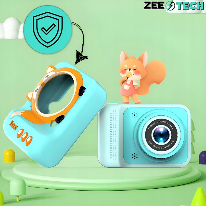 Aparat cyfrowy fotograficzny dla dzieci 40 mpx - Lisek + Karta 32 GB (Beżowy)