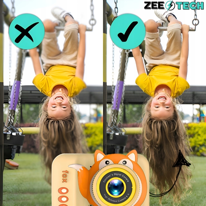 Aparat cyfrowy fotograficzny dla dzieci 40 mpx - Lisek + Karta 32 GB (Beżowy)