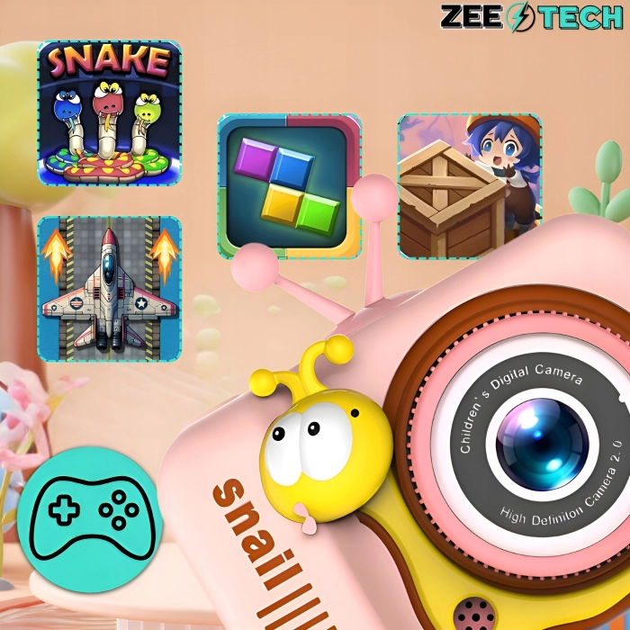 Aparat fotograficzny cyfrowy dla dzieci 40 mpx - Ślimak + Karta 32 GB (Beżowy)