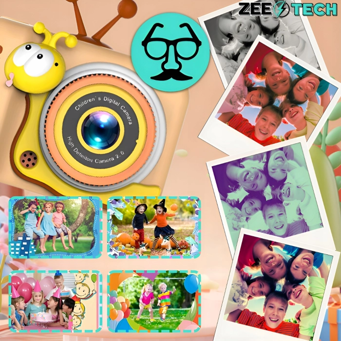 Aparat fotograficzny cyfrowy dla dzieci 40 mpx - Ślimak + Karta 32 GB (Beżowy)