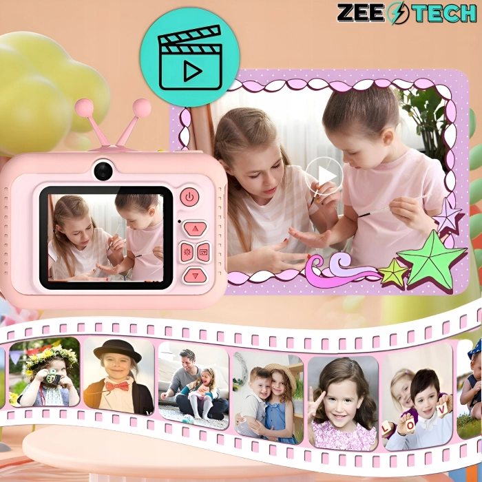 Aparat fotograficzny cyfrowy dla dzieci 40 mpx - Ślimak + Karta 32 GB (Beżowy)