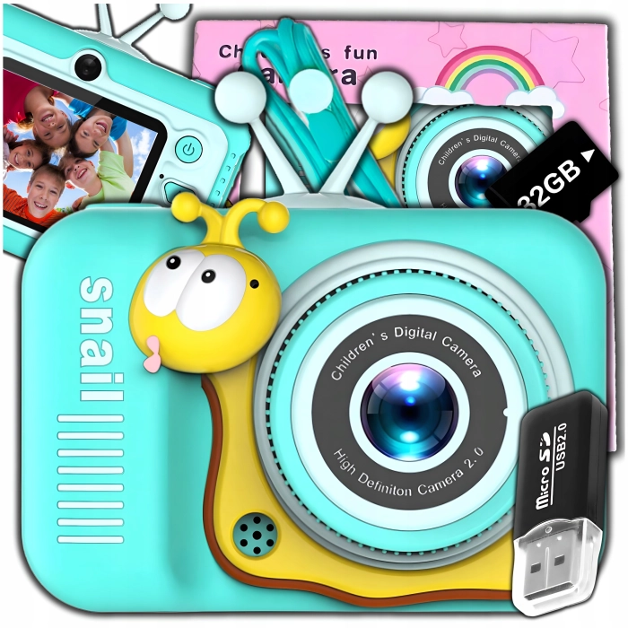 Aparat fotograficzny cyfrowy dla dzieci 40 mpx - Niebieski + Karta 32 GB (Beżowy)