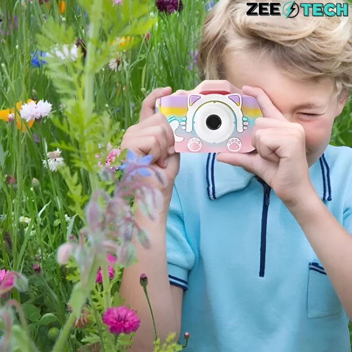 Aparat fotograficzny cyfrowy dla dzieci 40 mpx - Kotek + Karta 32 GB (Tęczowy)