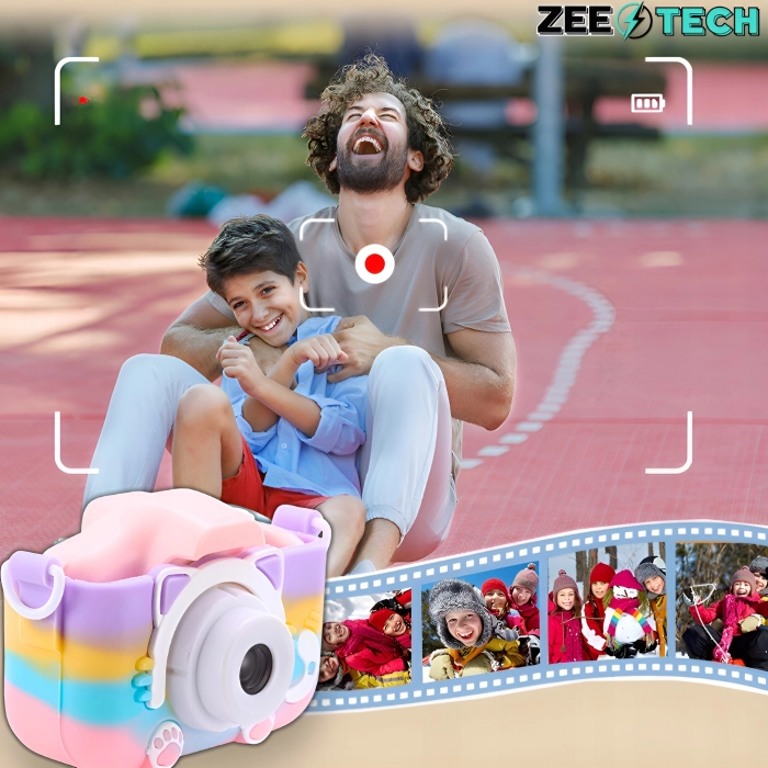 Aparat fotograficzny cyfrowy dla dzieci 40 mpx - Kotek + Karta 32 GB (Tęczowy)