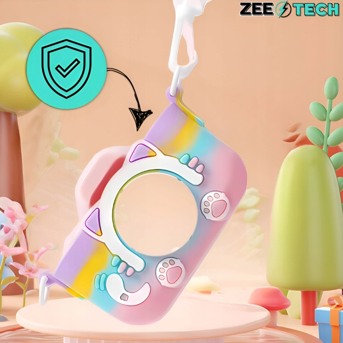 Aparat fotograficzny cyfrowy dla dzieci 40 mpx - Kotek + Karta 32 GB (Tęczowy)