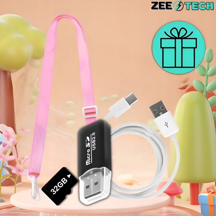 Aparat fotograficzny cyfrowy dla dzieci 40 mpx - Kotek + Karta 32 GB (Tęczowy)