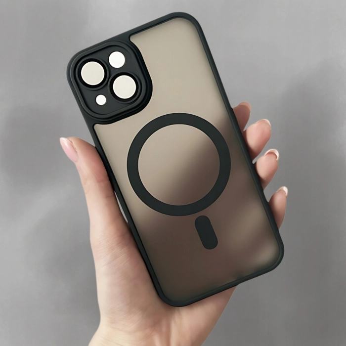 Etui matowe + szkło do iPhone 14 - odporny case Magsafe (Czarne)