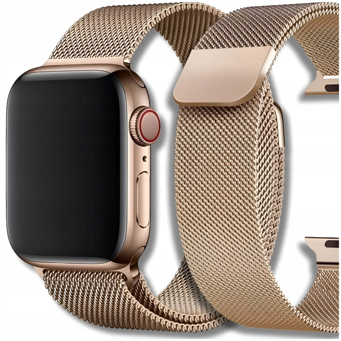 Pasek Bransoleta mesh do Apple Watch 1/2/3/4/5/6/7/8/9/SE 38mm 40mm 41mm (Różowe złoto)