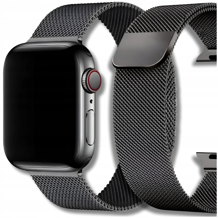 Pasek Bransoleta mesh do Apple Watch 1/2/3/4/5/6/7/8/9/SE 38mm 40mm 41mm (Czarny)