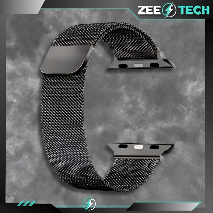 Pasek Bransoleta mesh do Apple Watch 1/2/3/4/5/6/7/8/9/SE 38mm 40mm 41mm (Czarny)